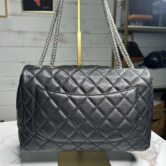 Washed Lambskin Quilted Bijoux Chain Jumbo Single Flap Black - Picture 5 of 13